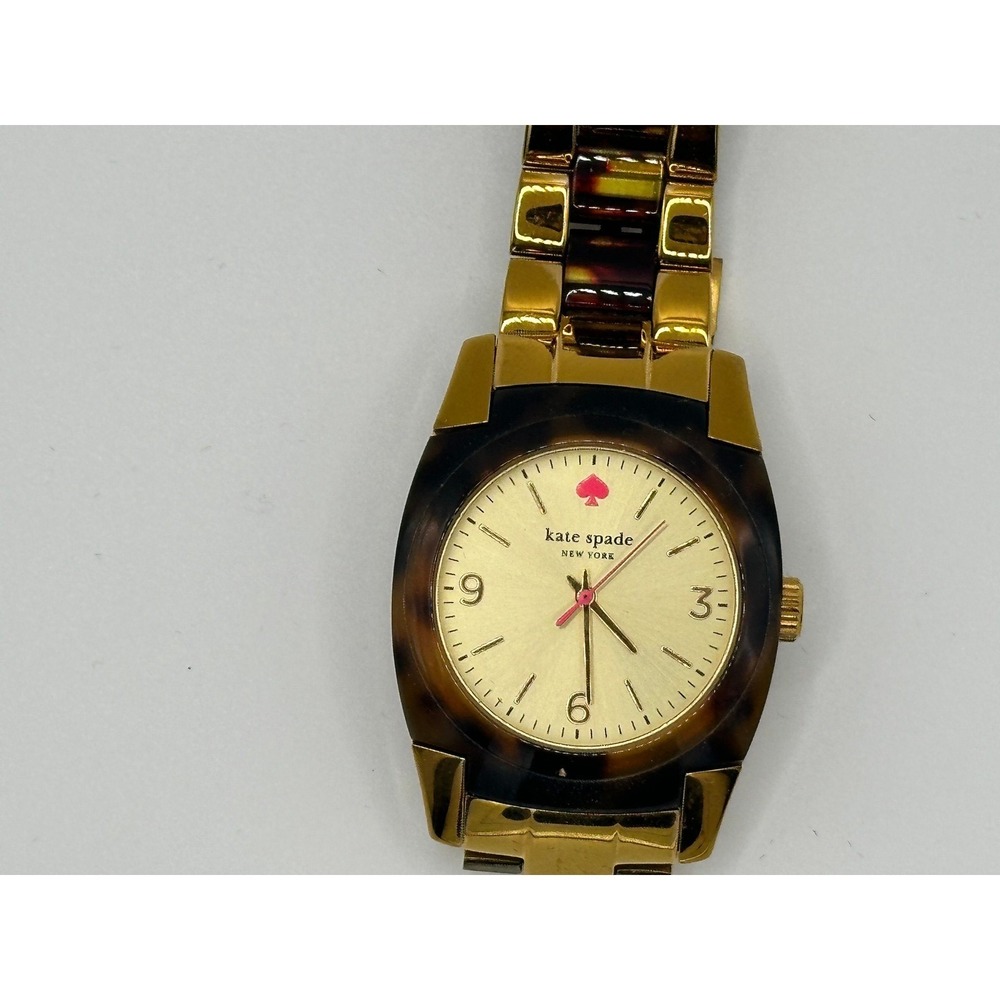 Kate Spade New York Cooper Tortoise Shell Gold Tone Link Bracelet Watch 1YRU0037